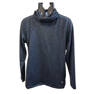 Max Studio Performance L/S shirt High Neck SUN BLOCKER Ear Loops Size Small Blue
